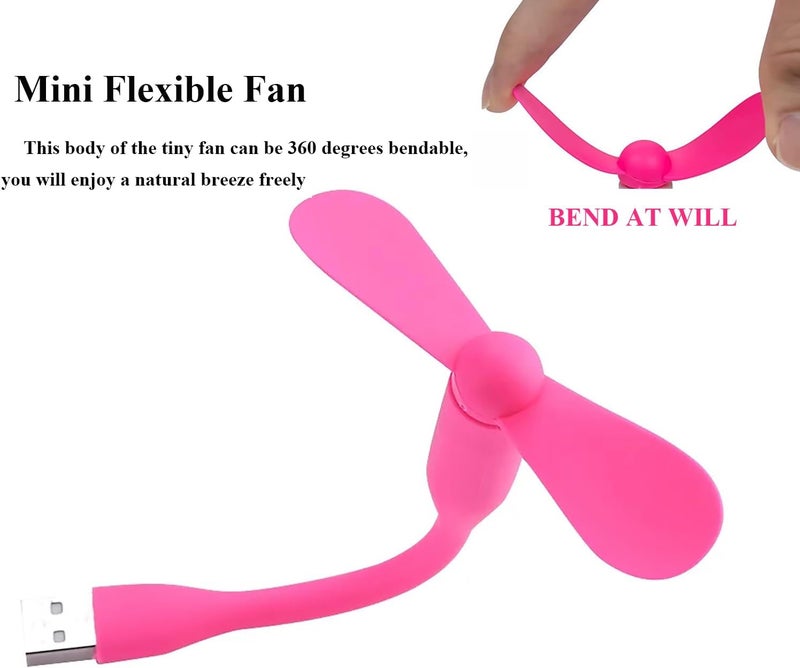 Soseelnee Mini USB Fan, Portable Pocket Fan USB-A Powered Little Cooler, Quiet Operation, for Home Office Car Outdoor Travel- 4 Pack (Pink) - Image 5
